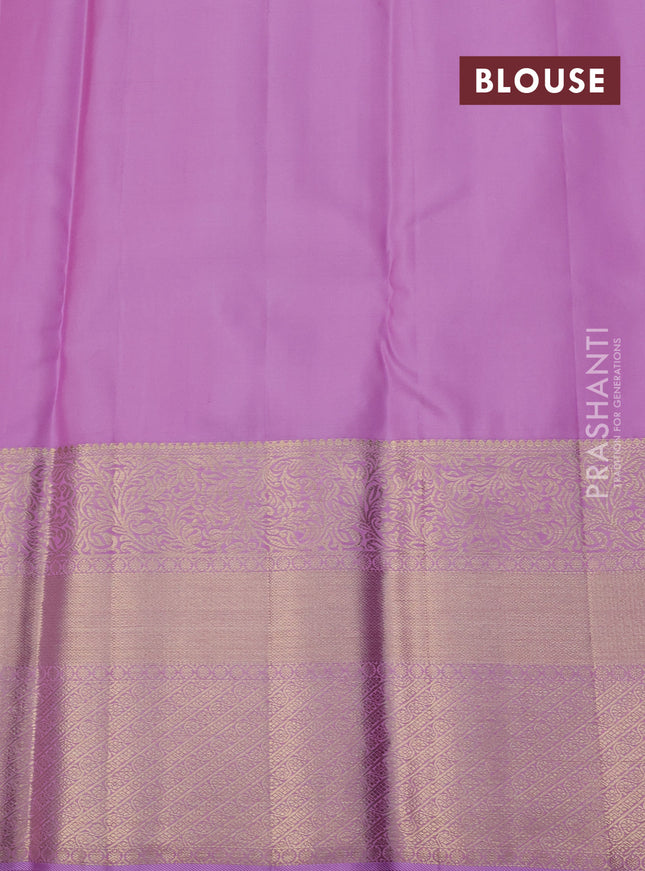 Pure kanchipuram silk saree red and lavender with allover zari woven brocade weaves and zari woven border