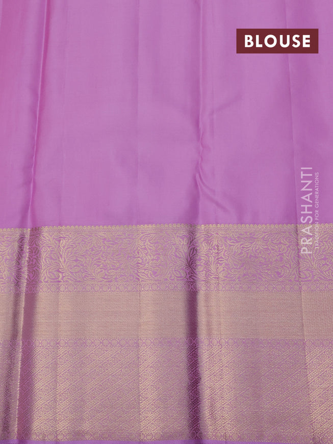 Pure kanchipuram silk saree red and lavender with allover zari woven brocade weaves and zari woven border