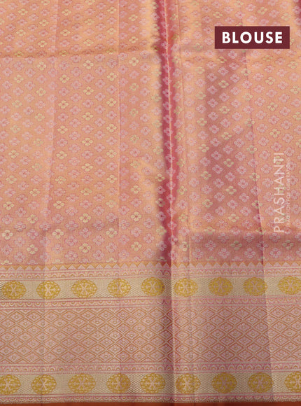 Pure kanchipuram tissue silk saree gold and rust with allover jamdhani weaves and zari woven border
