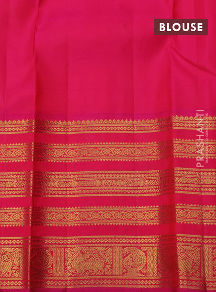 Pure kanchipuram silk saree green and pink with zari woven buttas and zari woven korvai border
