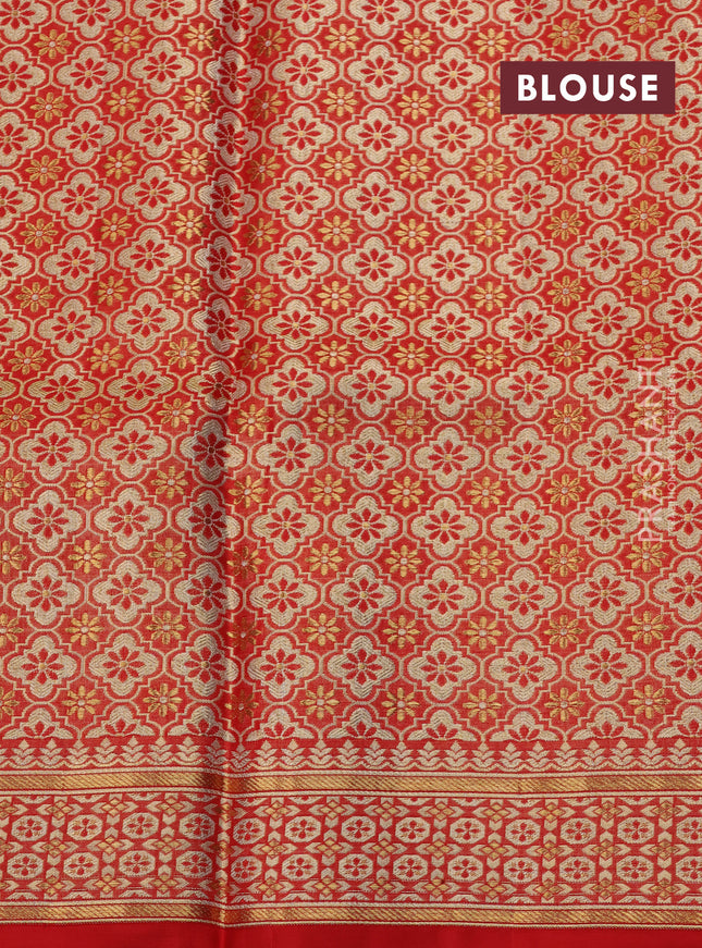 Pure kanchipuram tissue silk saree red with allover zari woven peacock design mina weaves and zari woven border