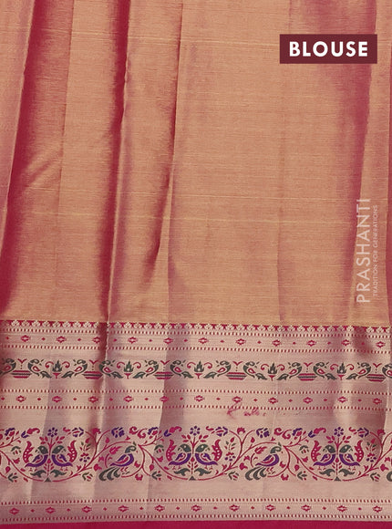 Tissue paithani silk saree pastel lavender and pink with allover silver zari woven brocade weaves and zari woven paithani style border