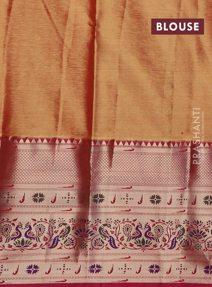 Tissue paithani silk saree teal shade and pink with allover silver zari woven brocade weaves and zari woven paithani style border