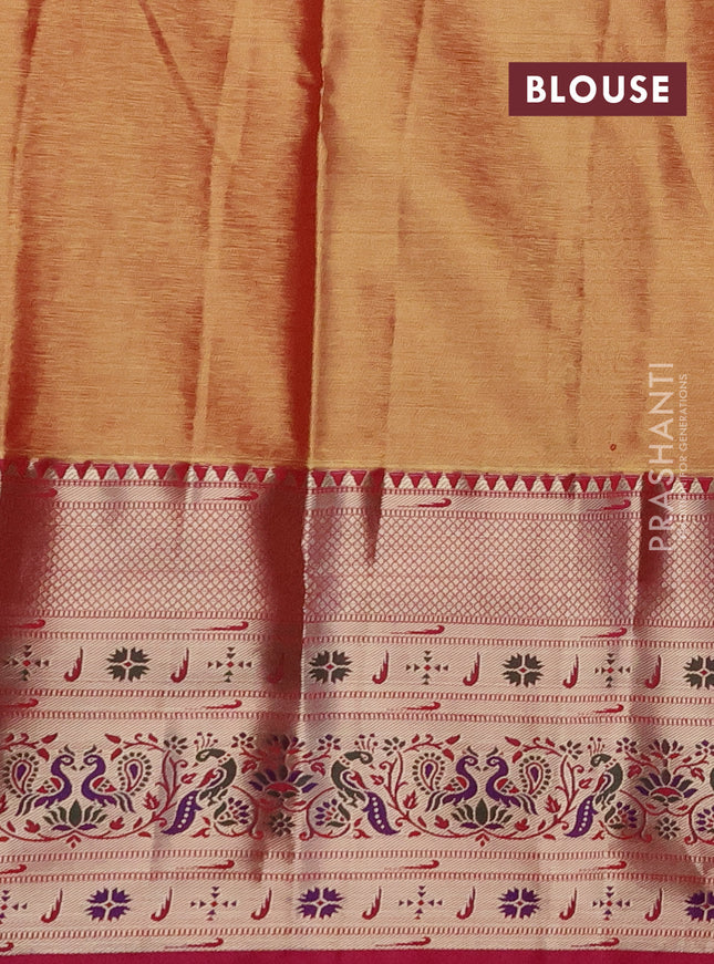 Tissue paithani silk saree teal shade and pink with allover silver zari woven brocade weaves and zari woven paithani style border