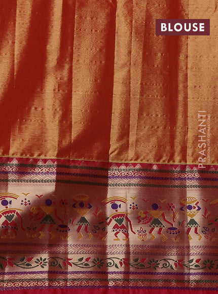 Tissue paithani silk saree teal green and pink with allover silver zari woven brocade weaves and long zari woven paithani style border