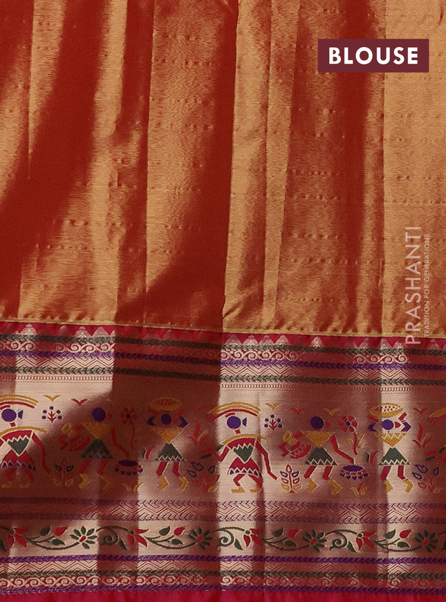 Tissue paithani silk saree teal green and pink with allover silver zari woven brocade weaves and long zari woven paithani style border