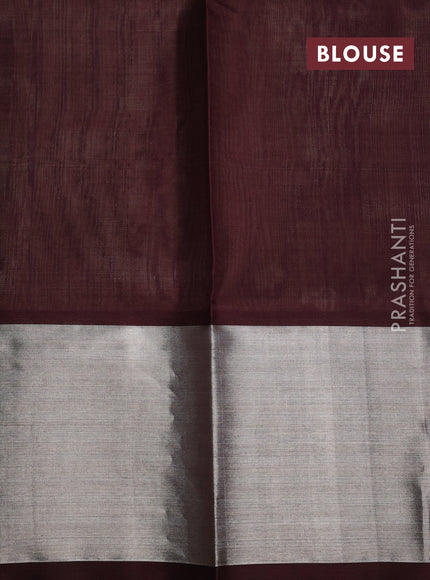 Venkatagiri silk saree sandal and brown with silver zari woven buttas and zari woven border