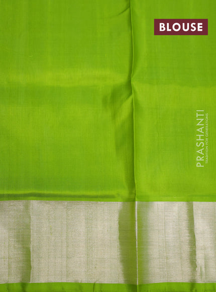 Venkatagiri silk saree dual shade of teal blue and light green with silver zari woven buttas and zari woven border