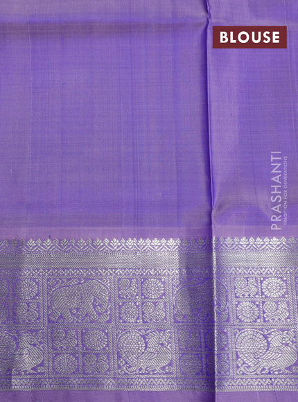 Venkatagiri silk saree blue and lavender with silver zari woven buttas and silver zari woven border