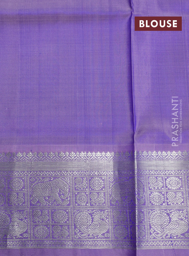 Venkatagiri silk saree blue and lavender with silver zari woven buttas and silver zari woven border