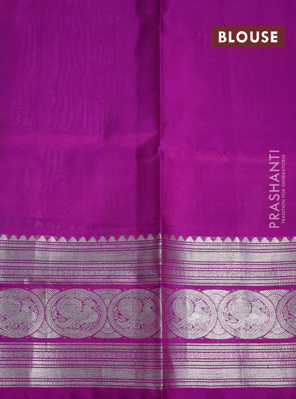 Venkatagiri silk saree lavender and purple with silver zari woven buttas and long silver zari woven border