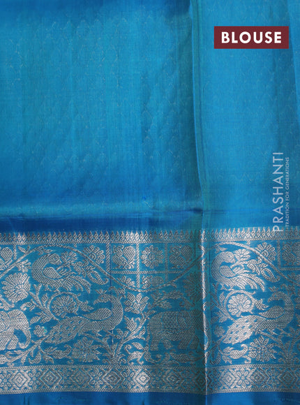 Venkatagiri silk saree teal blue and cs blue with silver zari woven buttas and silver zari woven border