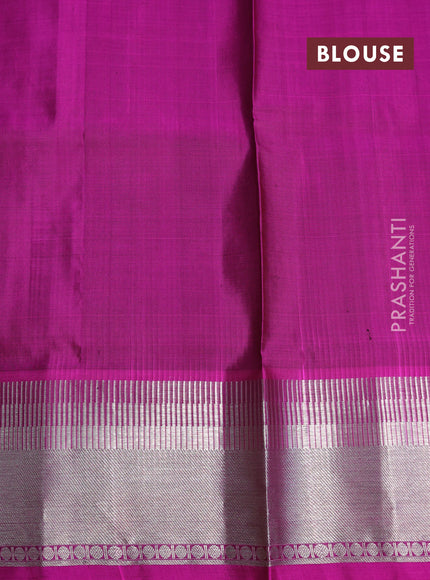 Venkatagiri silk saree magenta pink with silver zari woven buttas and silver zari woven border