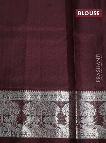 Venkatagiri silk saree grey and deep maroon with silver zari woven buttas and silver zari woven border