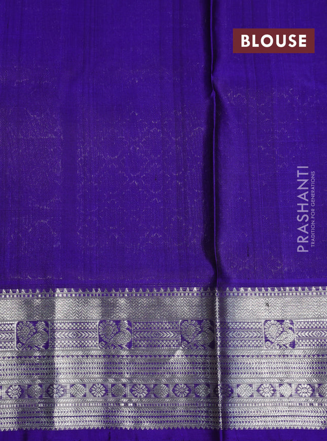 Venkatagiri silk saree purple and blue with silver zari woven buttas and silver zari woven border