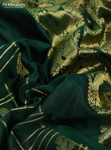Venkatagiri silk saree dark green with allover zari checks & buttas and rich zari woven border