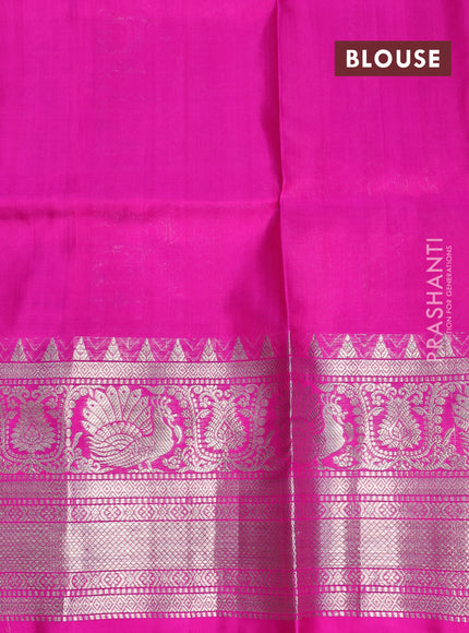 Venkatagiri silk saree blue and purple with allover silver zari checks & buttas and long rich silver zari woven border
