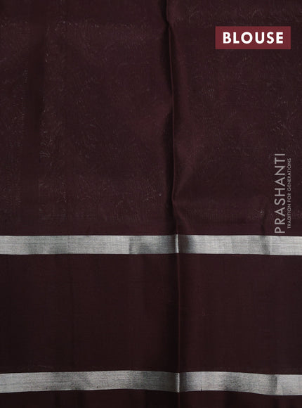 Venkatagiri silk saree mehendi green and brown with silver zari woven buttas and rettapet silver zari woven border