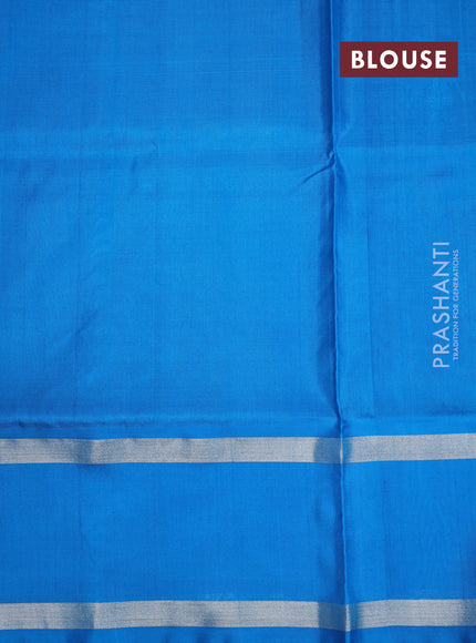 Venkatagiri silk saree peacock blue and cs blue with silver zari woven buttas and rettapet silver zari woven border
