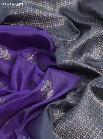 Venkatagiri silk saree lavender and grey with silver zari woven buttas and rich zari woven border