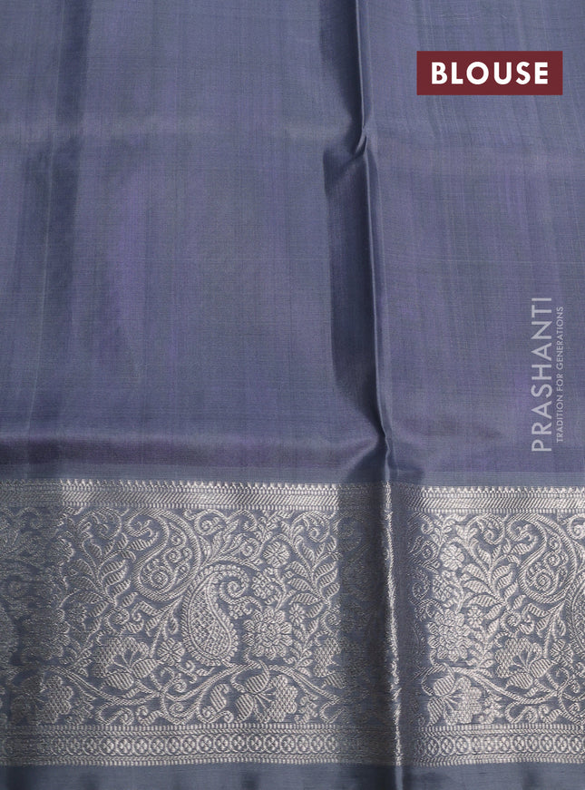 Venkatagiri silk saree lavender and grey with silver zari woven buttas and rich zari woven border