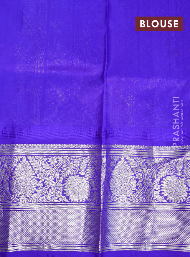 Venkatagiri silk saree cs blue and royal blue with annam & rudhraksha zari woven buttas and long silver zari woven border
