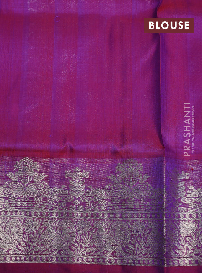 Venkatagiri silk saree lavender and dual shade of maroon with silver zari woven floral buttas and rich zari woven border