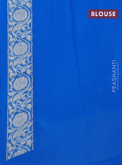 Banarasi chiffon silk saree cs blue with silver zari woven buttas and silver zari woven border