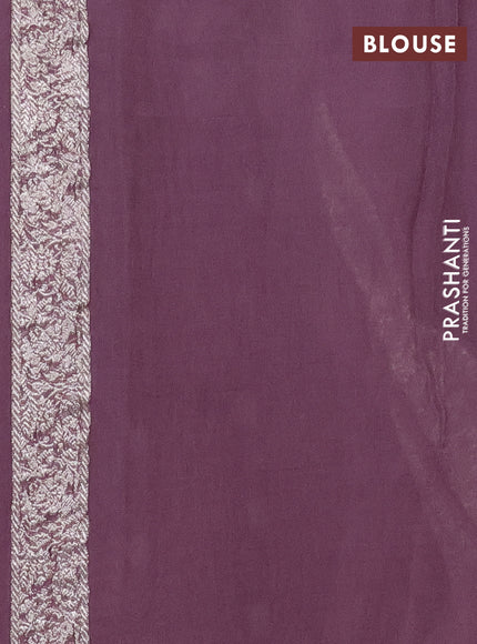 Banarasi chiffon silk saree pastel wine shade with silver zari woven buttas and silver zari woven border