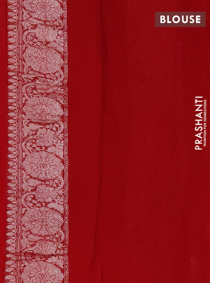 Banarasi chiffon silk saree red with silver zari woven buttas and silver zari woven border