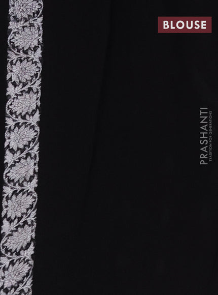 Banarasi chiffon silk saree black with silver zari woven buttas and silver zari woven border