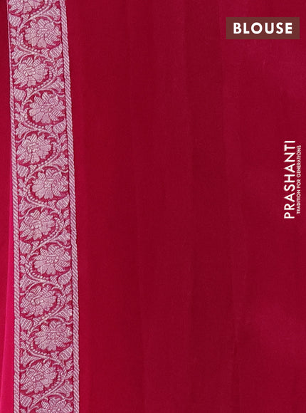 Banarasi chiffon silk saree dark pink with silver zari woven buttas and silver zari woven border