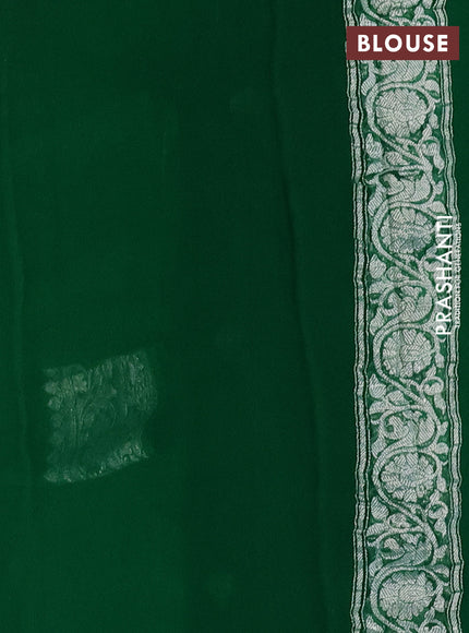 Banarasi chiffon silk saree green with silver zari woven buttas and silver zari woven border