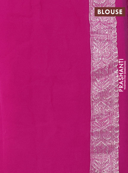 Banarasi chiffon silk saree pink with silver zari woven buttas and silver zari woven border