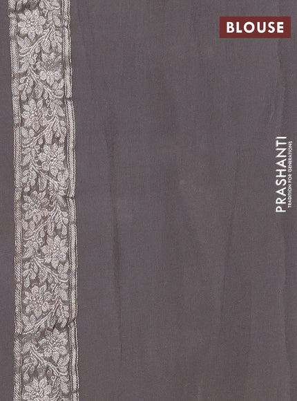 Banarasi chiffon silk saree grey with silver zari woven buttas and silver zari woven border