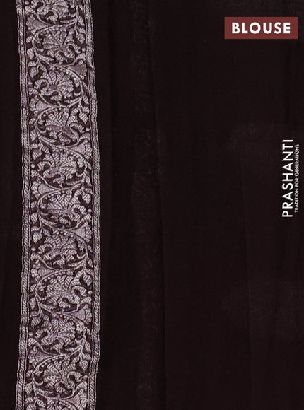 Banarasi chiffon silk saree coffee brown with silver zari woven buttas and silver zari woven border