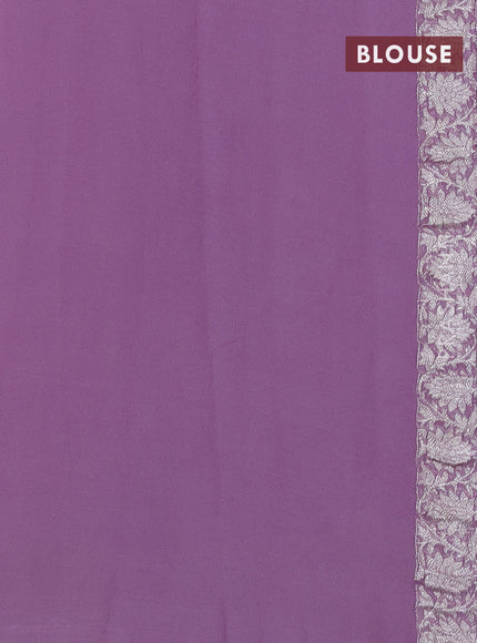 Banarasi chiffon silk saree pastel lavender with silver zari woven buttas and silver zari woven border