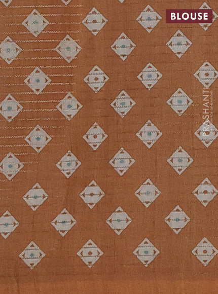 Chappa saree teal blue and dark mustard with allover small zari checked pattern and printed border