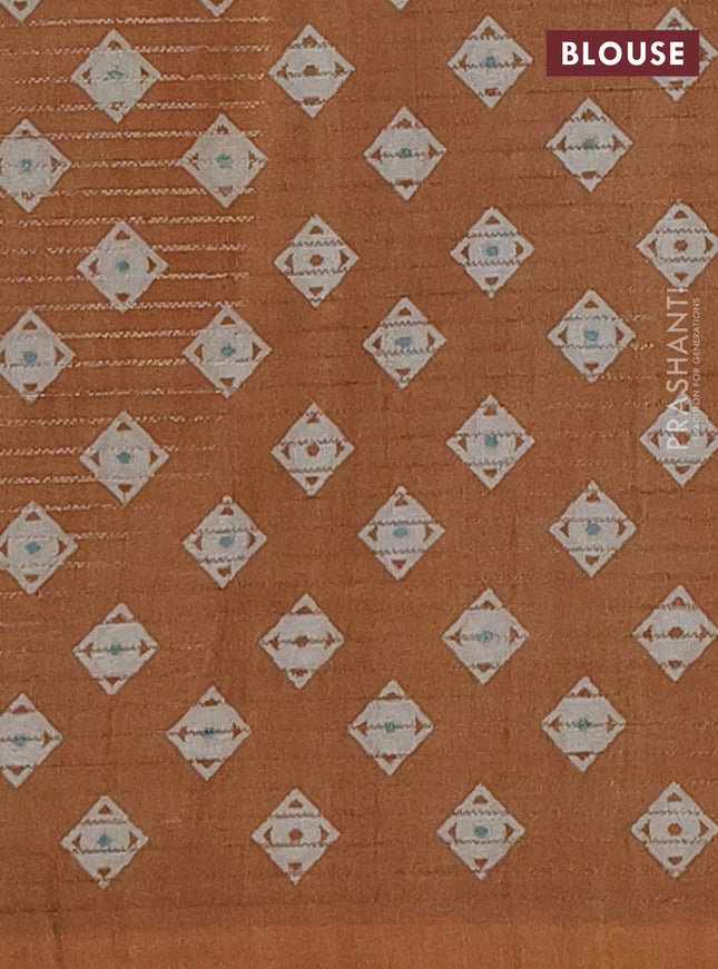 Chappa saree teal blue and dark mustard with allover small zari checked pattern and printed border