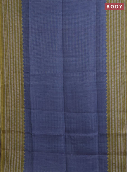 Chappa saree blue shade and lime green with allover small zari checked pattern and printed border
