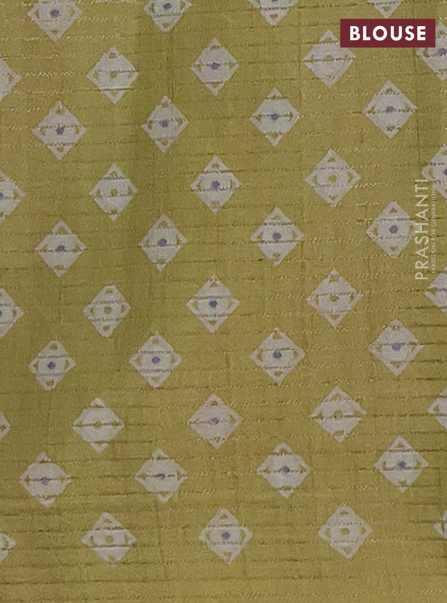 Chappa saree blue shade and lime green with allover small zari checked pattern and printed border