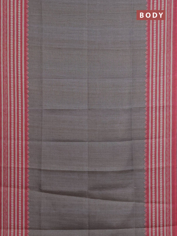 Chappa saree grey and mauve pink with allover small zari checked pattern and printed border
