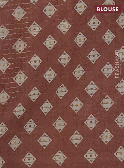 Chappa saree mustard shade and brown with allover small zari checked pattern and printed border