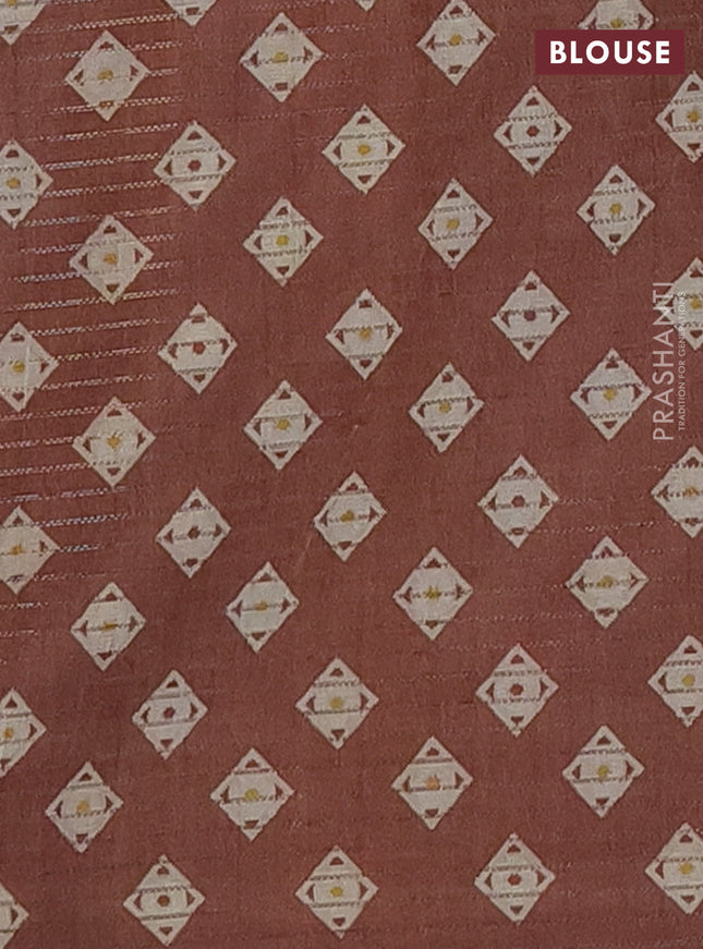 Chappa saree mustard shade and brown with allover small zari checked pattern and printed border