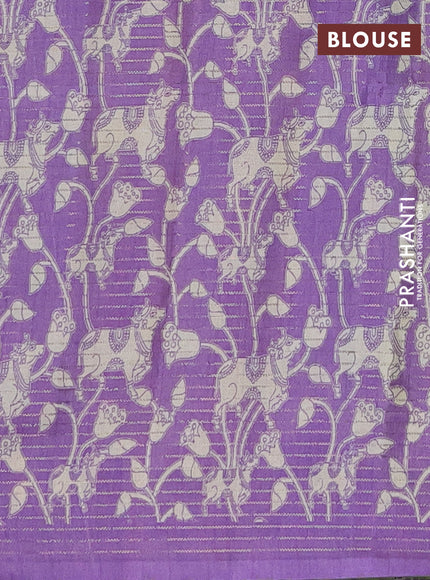Chappa saree light green and lavender with allover small zari checked pattern and pichwai printed pallu