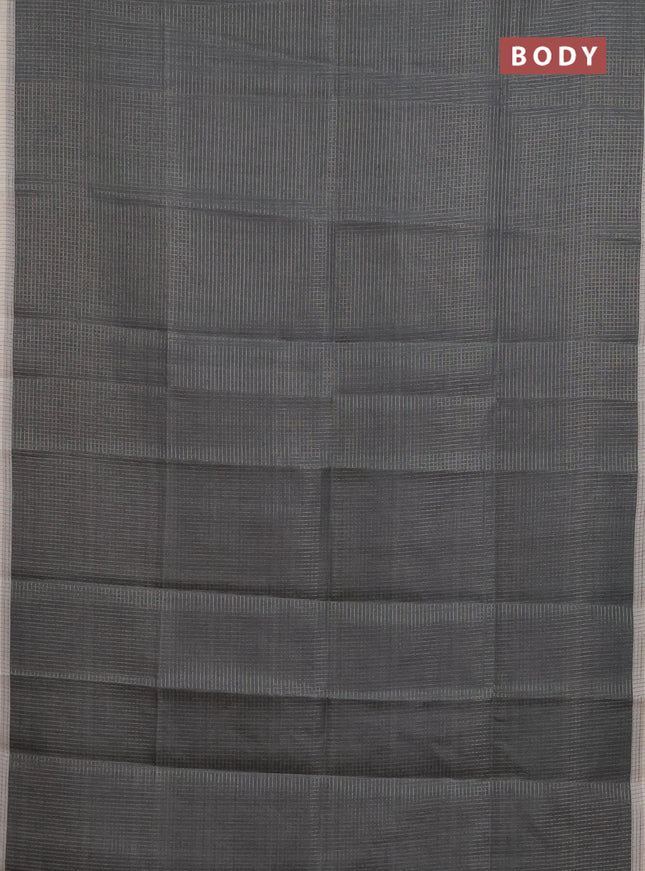 Chappa saree elephant grey and pastel grey with allover small zari checked pattern and elephant butta prints