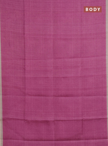 Chappa saree magenta pink and beige with allover small zari checked pattern and elephant butta prints