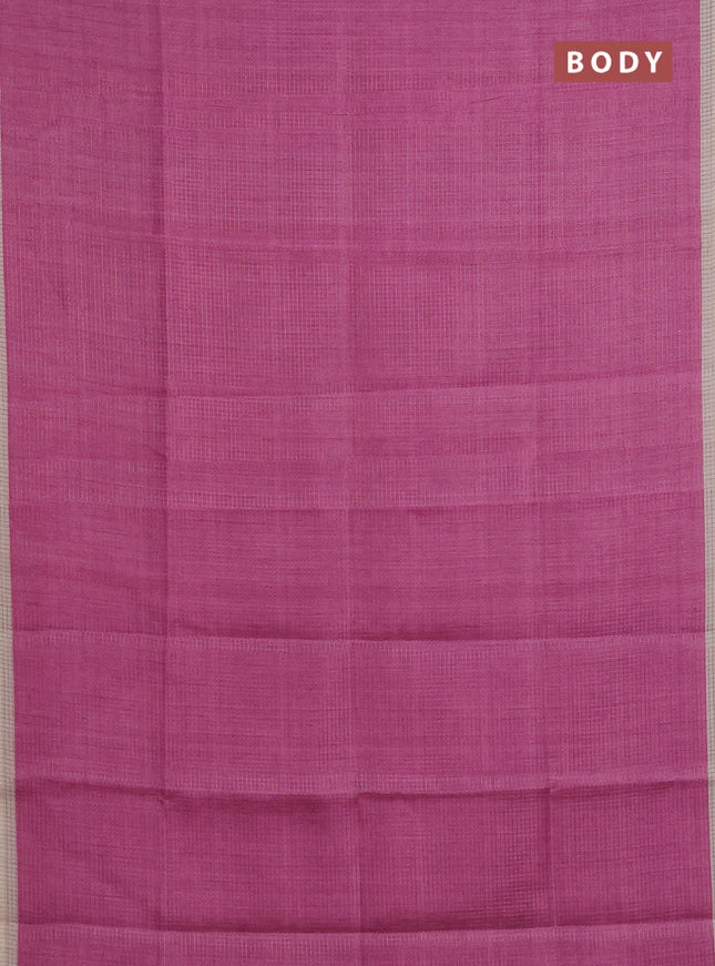 Chappa saree magenta pink and beige with allover small zari checked pattern and elephant butta prints
