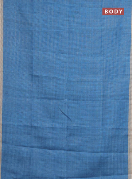 Chappa saree light blue and grey with allover small zari checked pattern and elephant butta prints