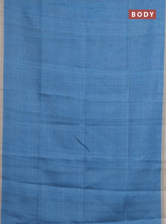 Chappa saree light blue and grey with allover small zari checked pattern and elephant butta prints
